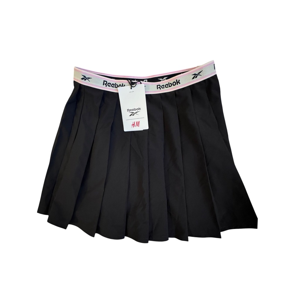 Reebok x H&M Girls Black Pleated Tennis Skirt Skort‎ Size 6X 7 122 128 NWT